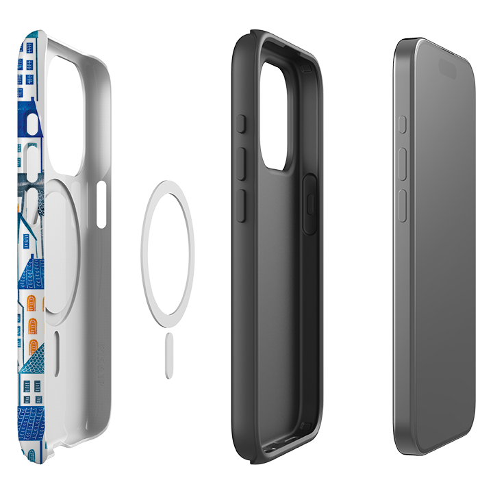 iPhone MagSafe Tough Case - Blue Rooftop Houses By Tracey English
