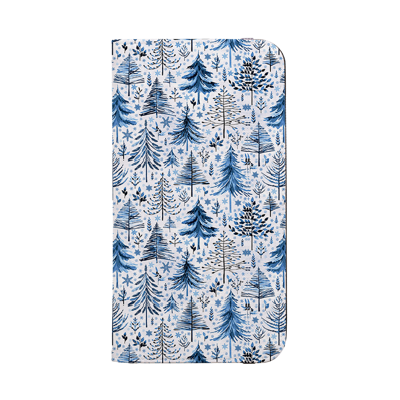 Blue Xmas Trees Wallet Case By Elisabeth Haager