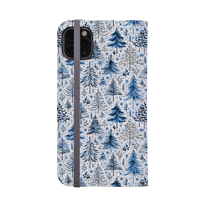 Blue Xmas Trees Wallet Case By Elisabeth Haager