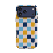 iPhone Tough Case - Blue & Yellow Checkerboard
