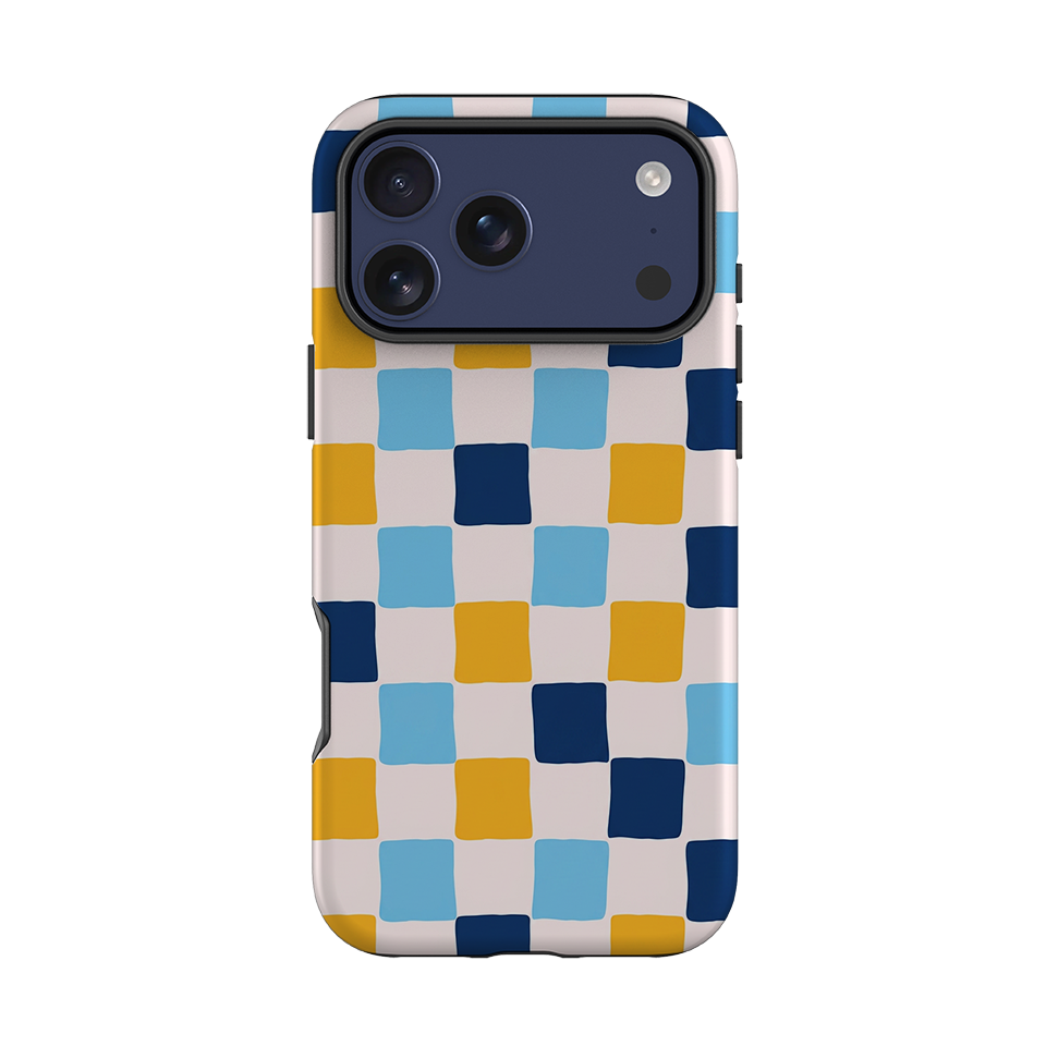 iPhone Tough Case - Blue & Yellow Checkerboard