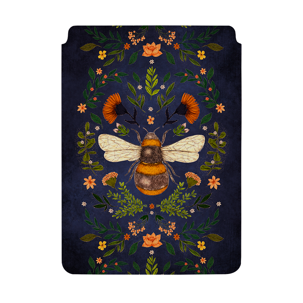 Botanical Bee Blue By Jade Mosinski Laptop, Kindle & iPad Sleeve
