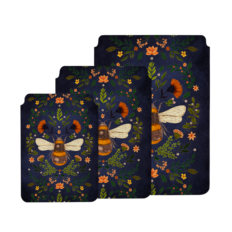 Botanical Bee Blue By Jade Mosinski Laptop, Kindle & iPad Sleeve