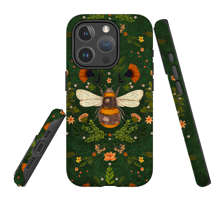 iPhone MagSafe Tough Case -  Botanical Bee Green By Jade Mosinski