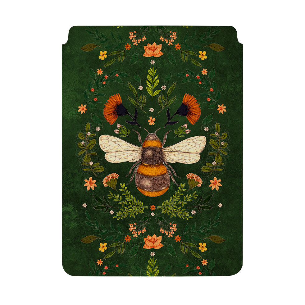 Botanical Bee Green By Jade Mosinski Laptop, Kindle & iPad Sleeve