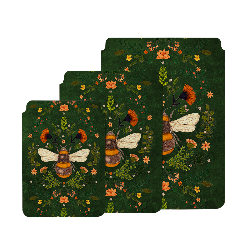 Botanical Bee Green By Jade Mosinski Laptop, Kindle & iPad Sleeve