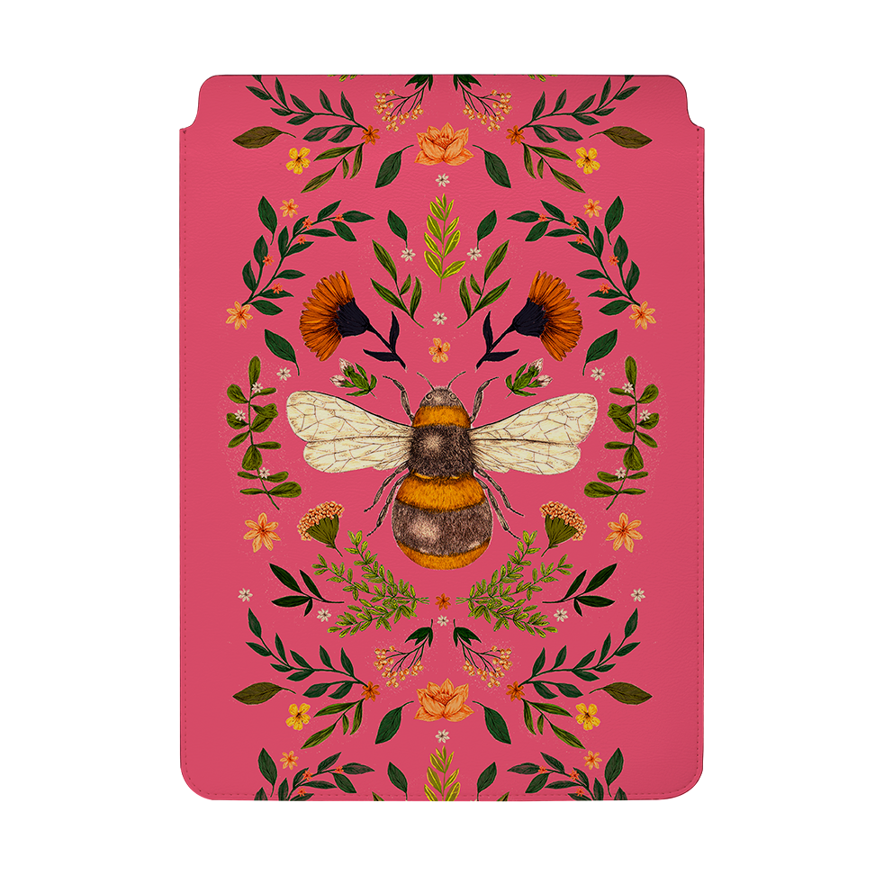 Botanical Bee Peach By Jade Mosinski Laptop, Kindle & iPad Sleeve