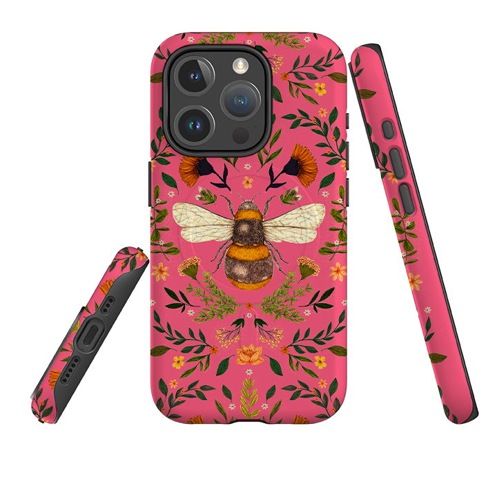 iPhone MagSafe Tough Case -  Botanical Bee Peach By Jade Mosinski