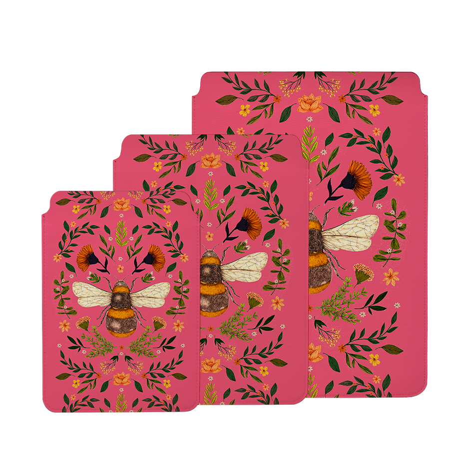 Botanical Bee Peach By Jade Mosinski Laptop, Kindle & iPad Sleeve