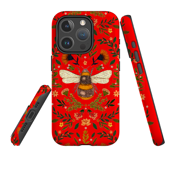 iPhone MagSafe Tough Case -  Botanical Bee Red By Jade Mosinski
