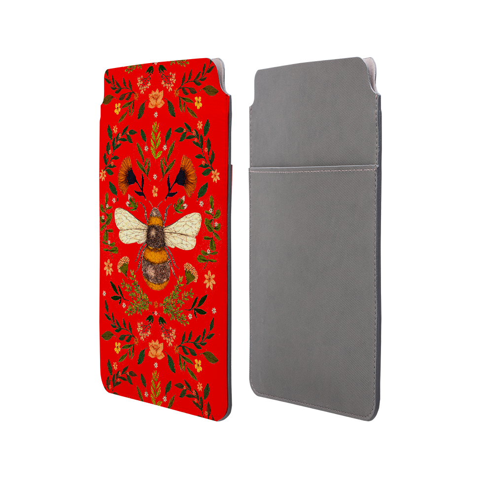 Botanical Bee Red By Jade Mosinski Laptop, Kindle & iPad Sleeve
