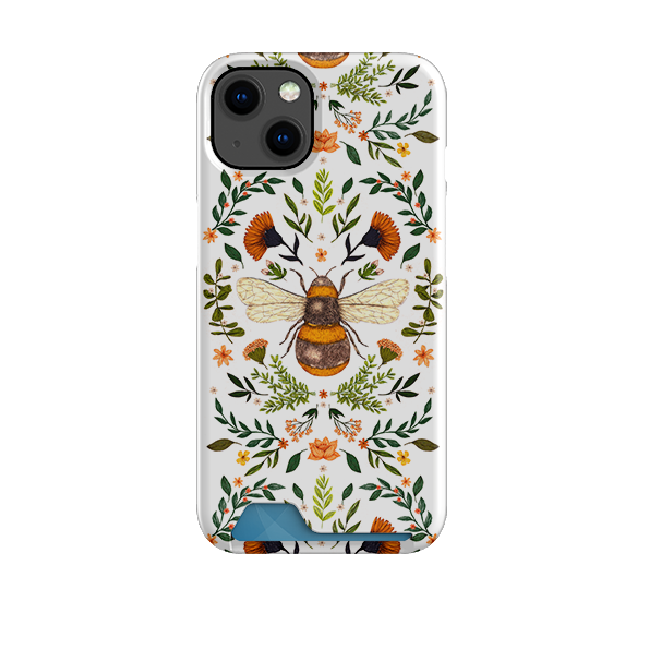 Botanical Bee White By Jade Mosinski Case and Card Case