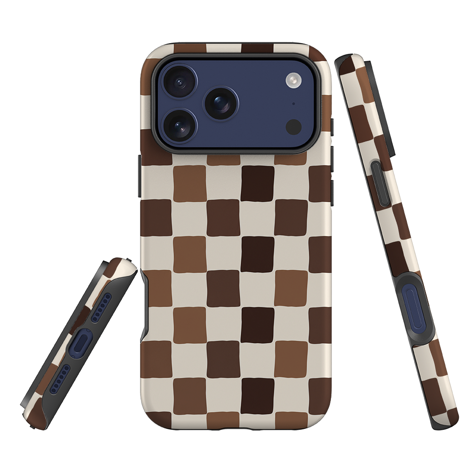 iPhone Tough Case - Brown Checkerboard