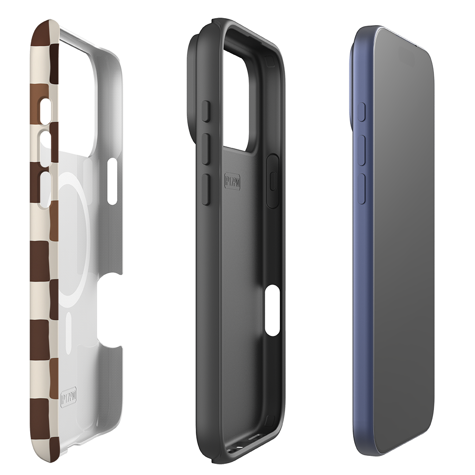iPhone MagSafe Tough Case - Brown Checkerboard