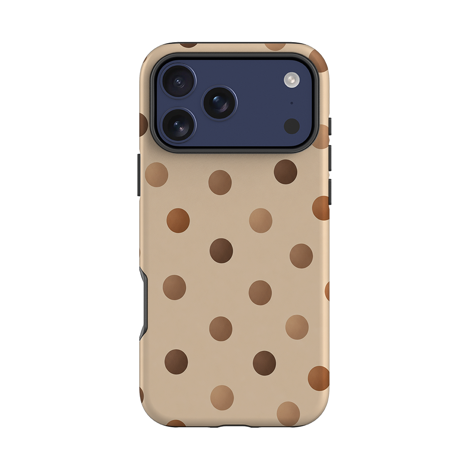 iPhone Tough Case - Brown Polka Dot