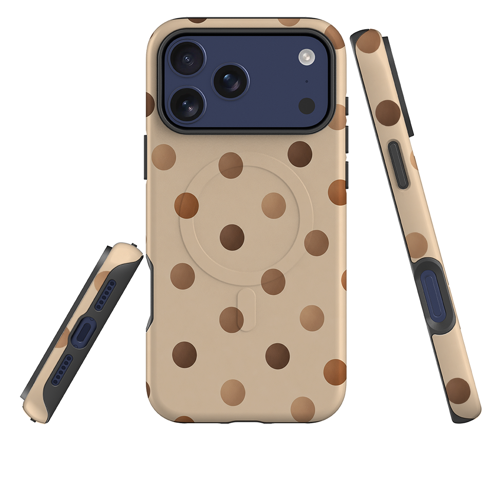 iPhone MagSafe Tough Case - Brown Polka Dot