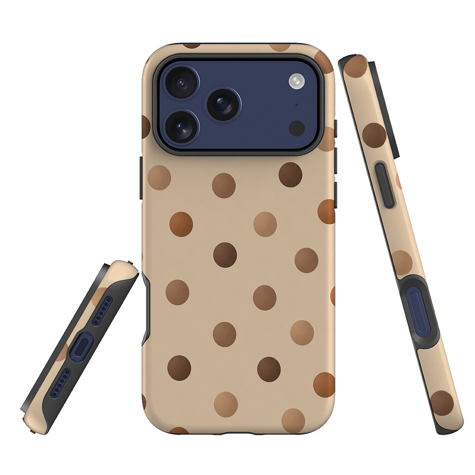 iPhone Tough Case - Brown Polka Dot