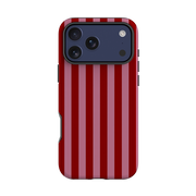 iPhone Tough Case - Burgundy & Pink Stripe
