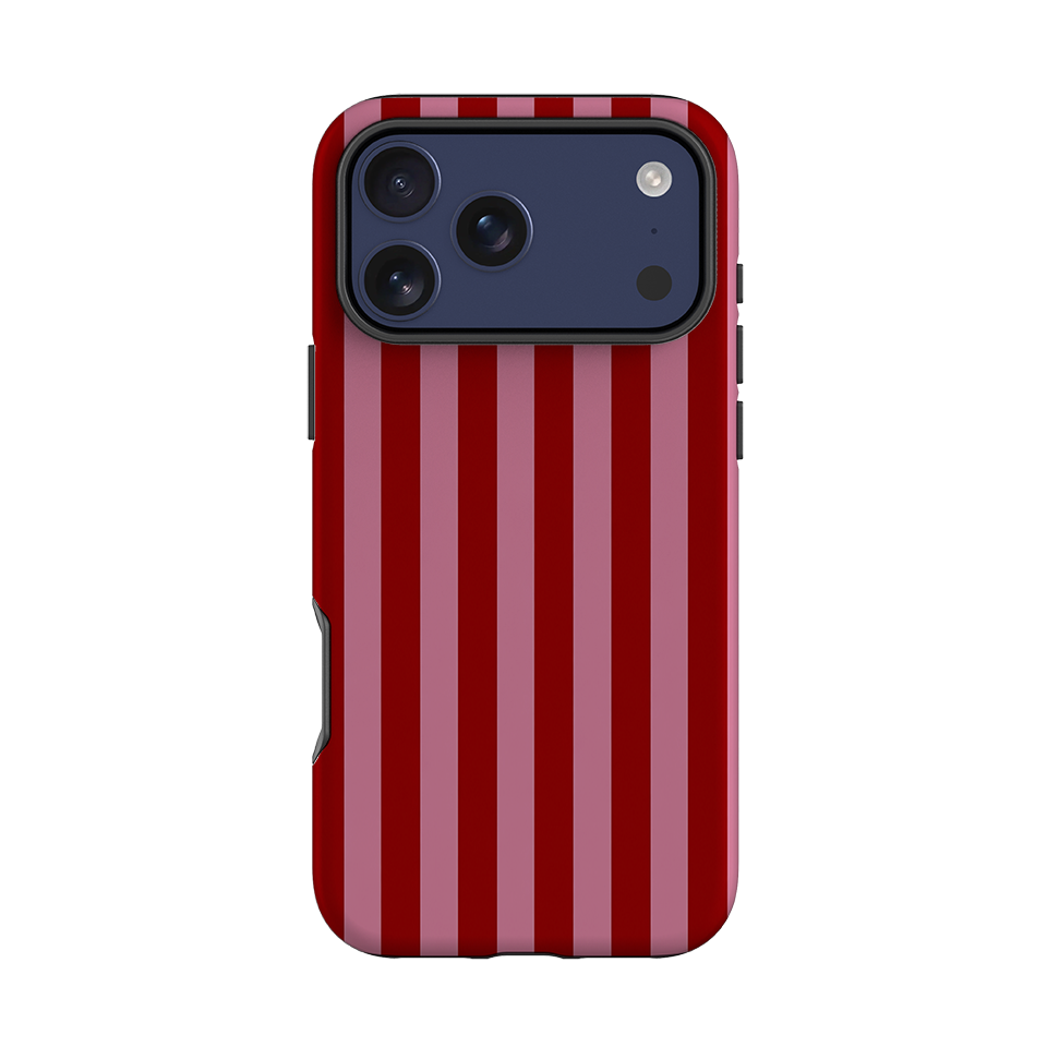 iPhone Tough Case - Burgundy & Pink Stripe