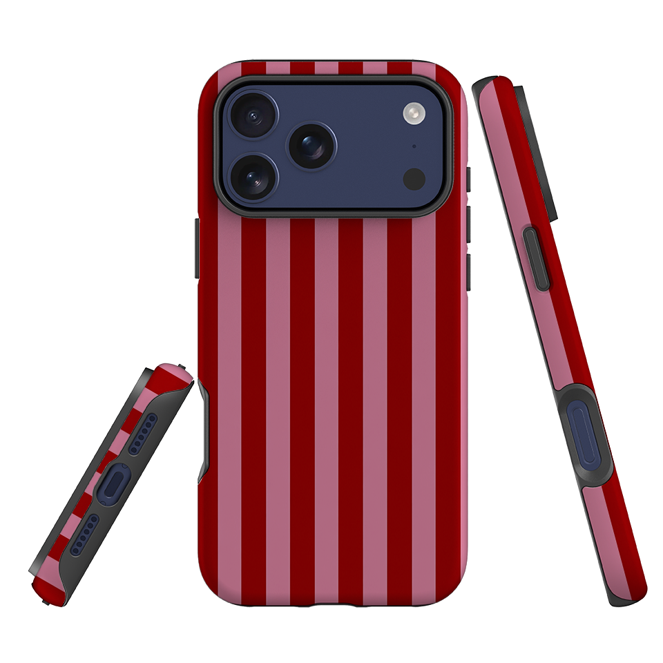 iPhone Tough Case - Burgundy & Pink Stripe