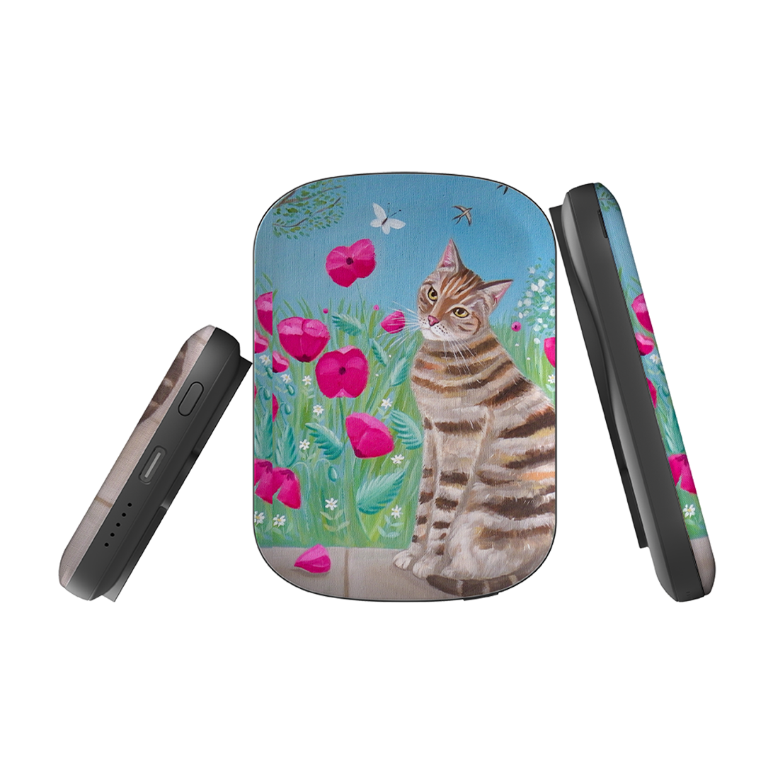 MagSafe Power Bank - Cat Floral By Mary Stubberfield