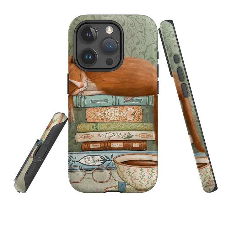 iPhone Tough Case - Cat and Books By Maja Lindberg