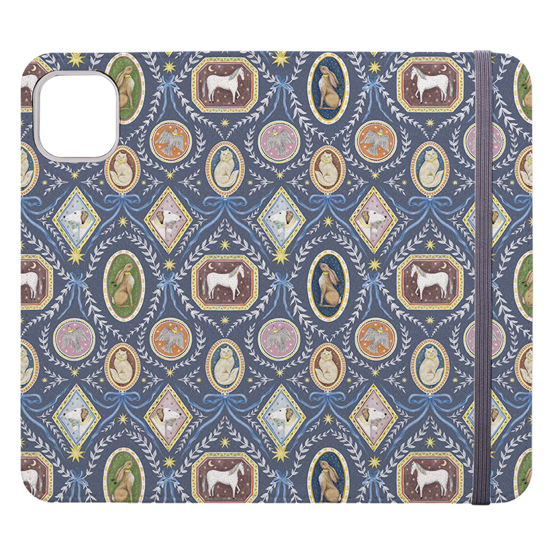 Charleston Dusk Blue Wallet Case By Catherine Rowe