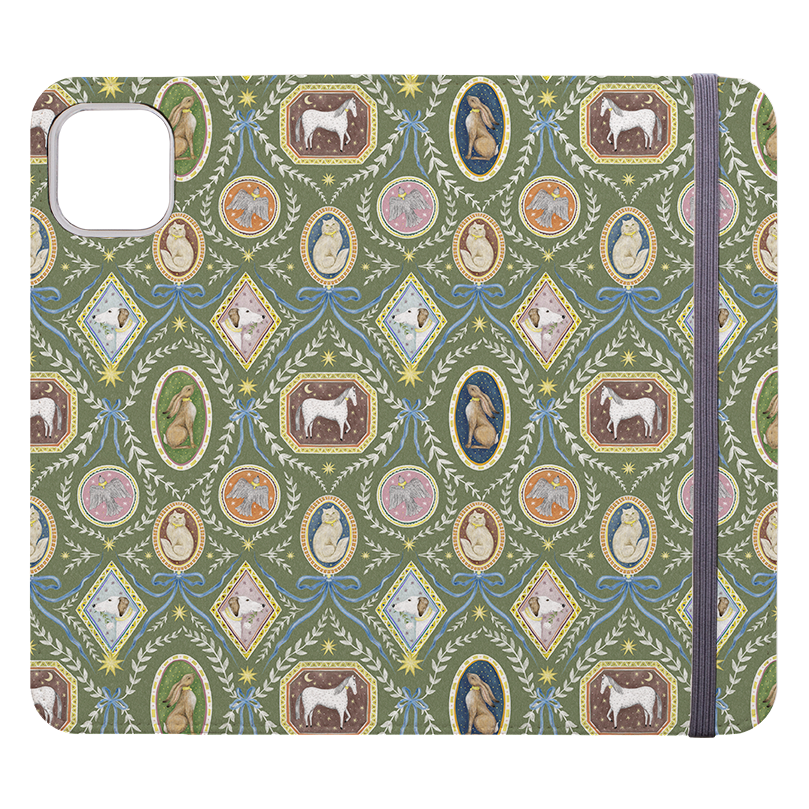Charleston Moss Green Wallet Case By Catherine Rowe