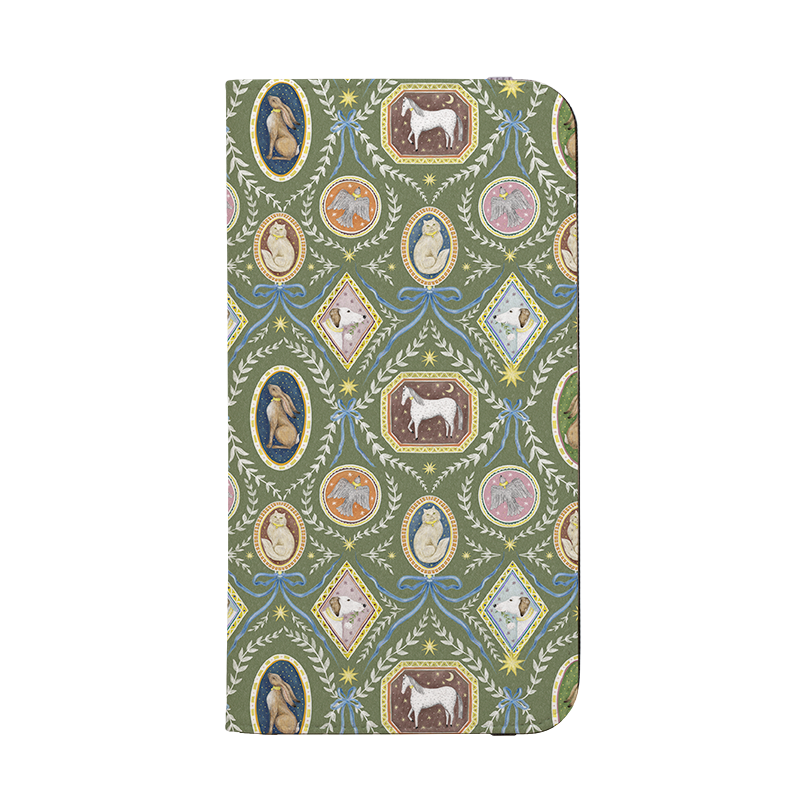 Charleston Moss Green Wallet Case By Catherine Rowe