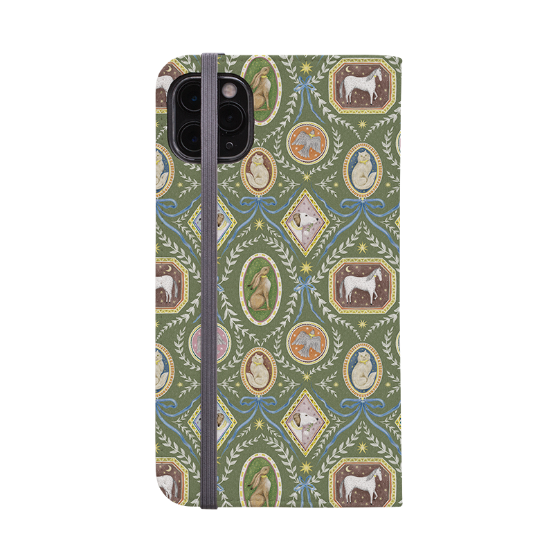 Charleston Moss Green Wallet Case By Catherine Rowe