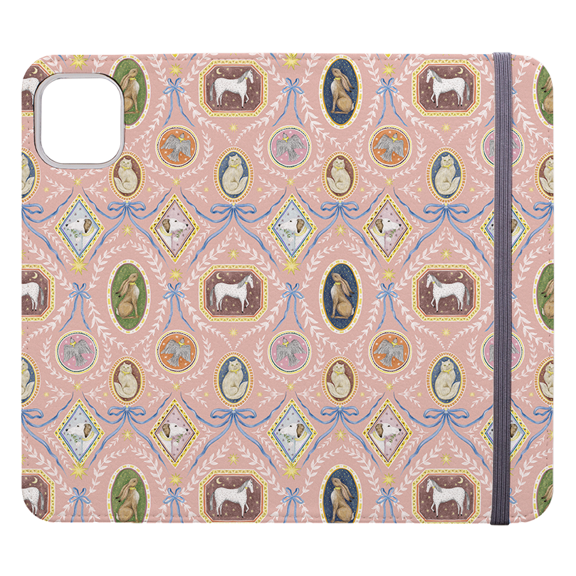 Charleston Peach Pink Wallet Case By Catherine Rowe