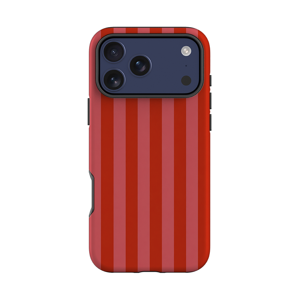 iPhone Tough Case - Cherry Red & Pink Stripe