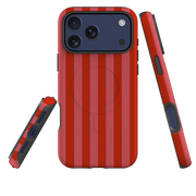 iPhone MagSafe Tough Case - Cherry Red & Pink Stripe