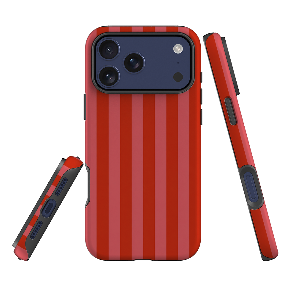 iPhone Tough Case - Cherry Red & Pink Stripe