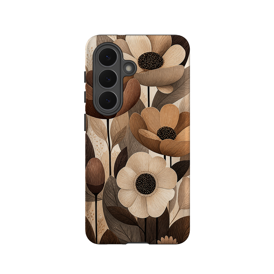 Samsung Tough Case - Chocolate Woodgrain Floral