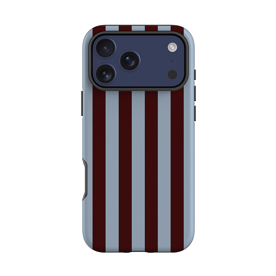 iPhone Tough Case - Claret & Sky Blue Stripe