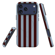 iPhone MagSafe Tough Case - Claret & Sky Blue Stripe