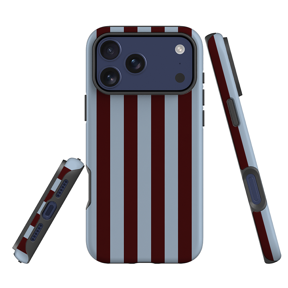 iPhone Tough Case - Claret & Sky Blue Stripe