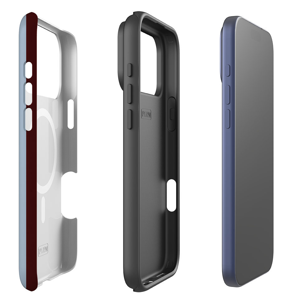 iPhone MagSafe Tough Case - Claret & Sky Blue Stripe