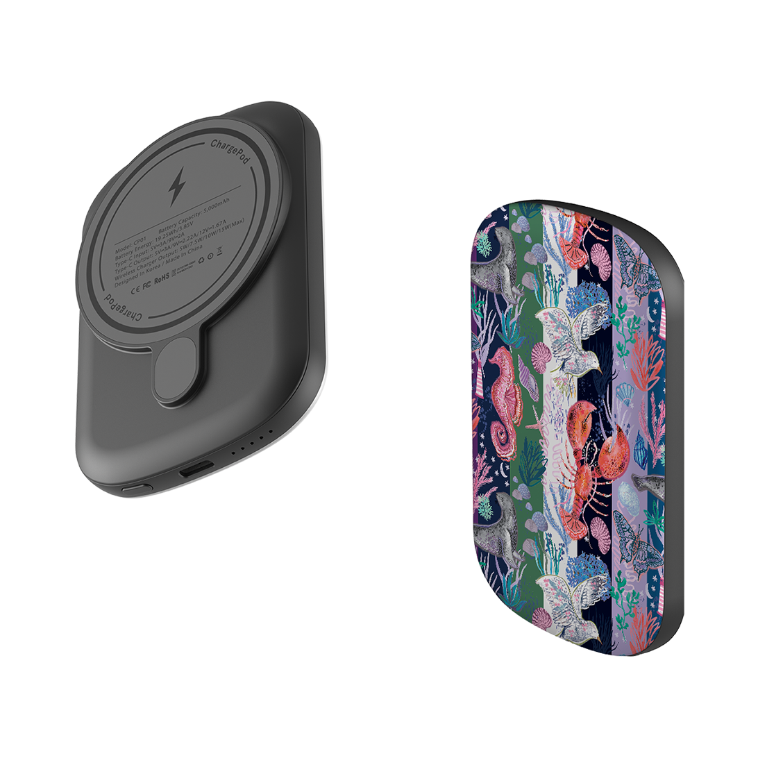 MagSafe Power Bank - Coastal Calling Stripe I By Emma Frances Grant