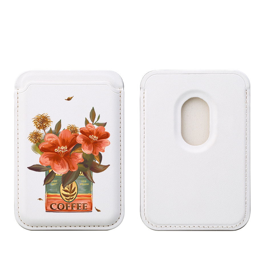 Coffee Floral MagSafe Wallet- White