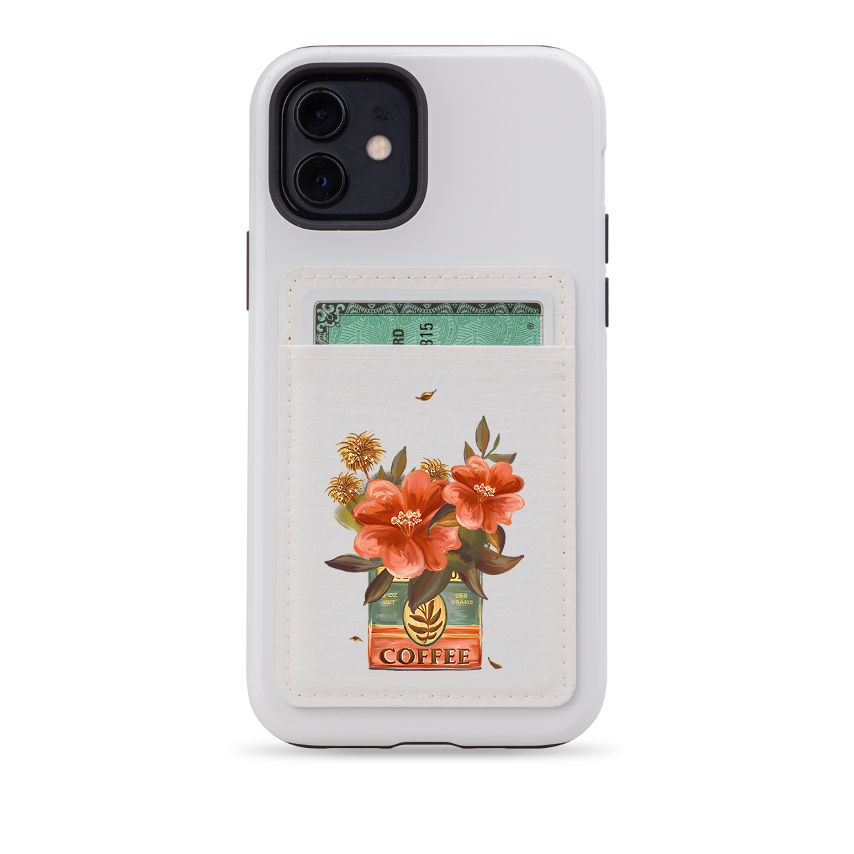 Coffee Floral MagSafe Wallet- White