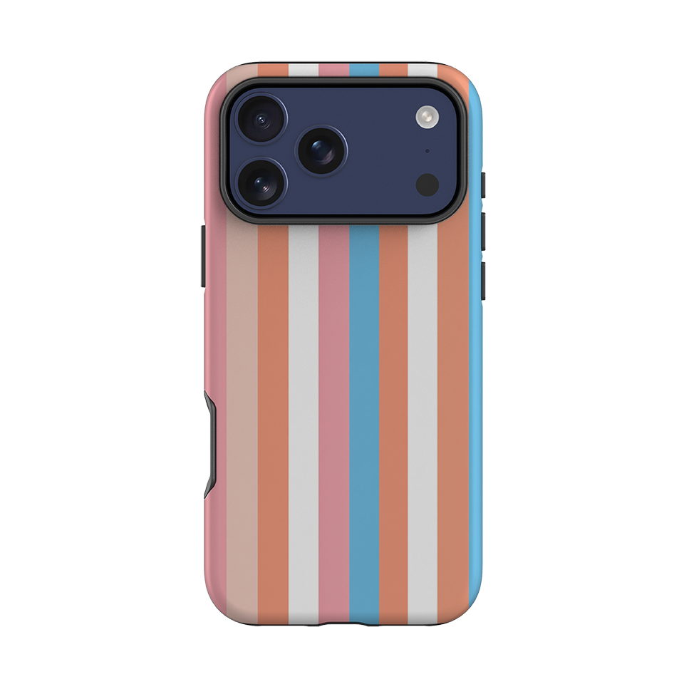 iPhone Tough Case - Coral Pink Stripe