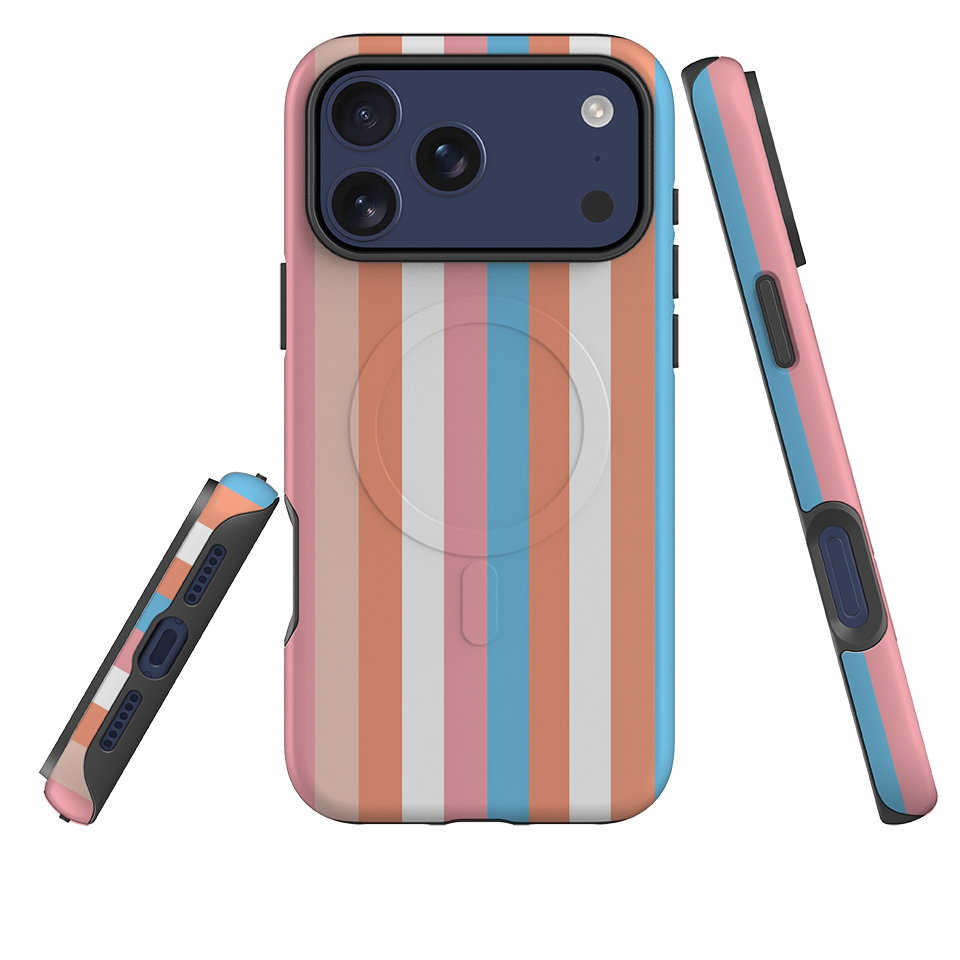 iPhone MagSafe Tough Case - Coral Pink Stripe