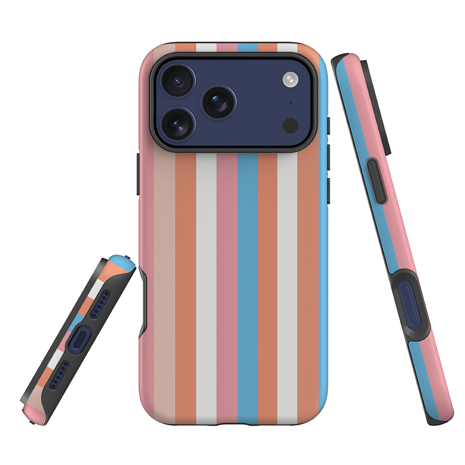 iPhone Tough Case - Coral Pink Stripe