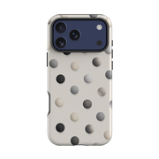 iPhone Tough Case - Cream & Grey Polka Dot