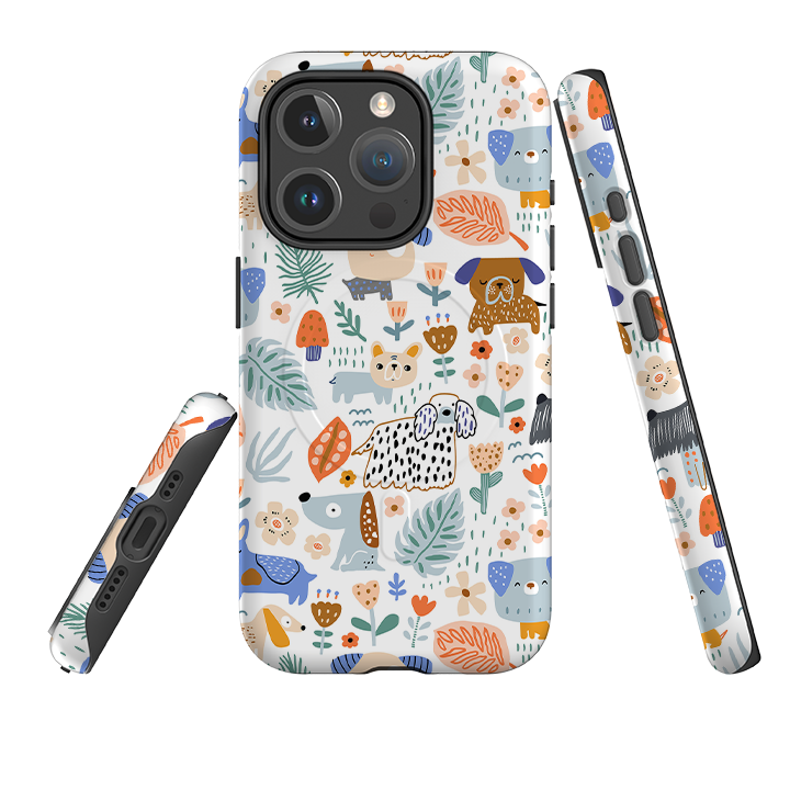 iPhone MagSafe Tough Case -  Dog Floral Pattern