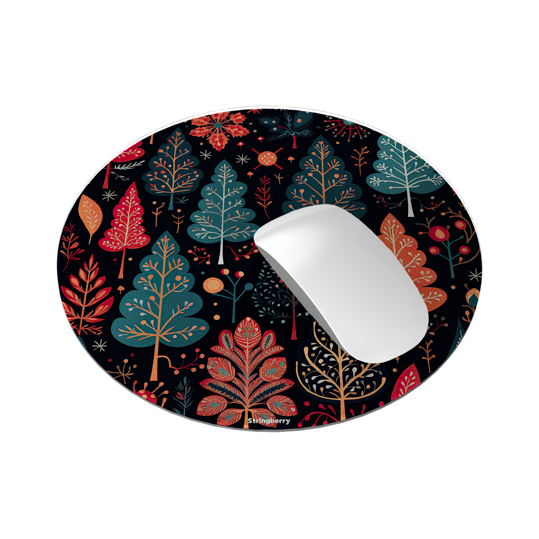 Dark Winter Forest Vegan Leather Mouse Mat