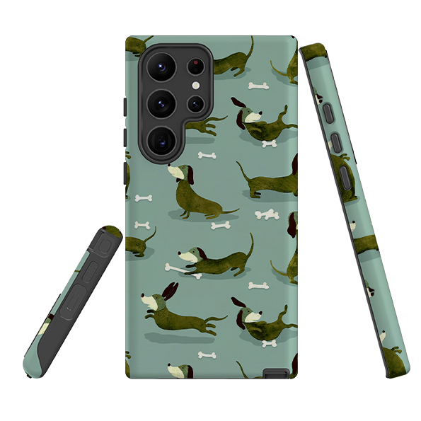 Samsung Tough Case - Dash Dogs Green By Katherine Quinn