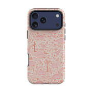 iPhone Tough Case - Dinosaur line Red and Pink By Katherine Quinn